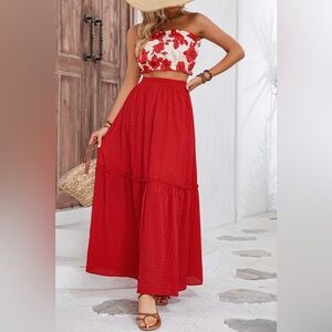 Floral Tube Top and Maxi Skirt Set